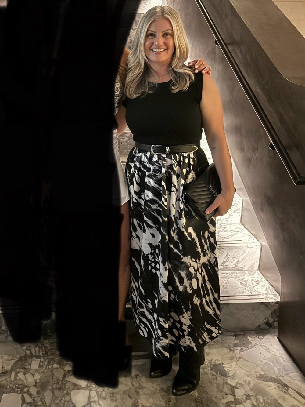 Michael Stars Black & White Abstract Tie-Dye Maxi Dress